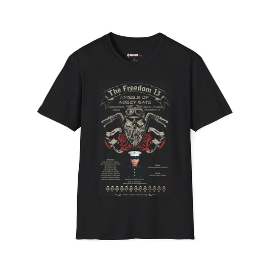 Unisex Softstyle T-Shirt Angels of Abbey Gate Memorial Ride black