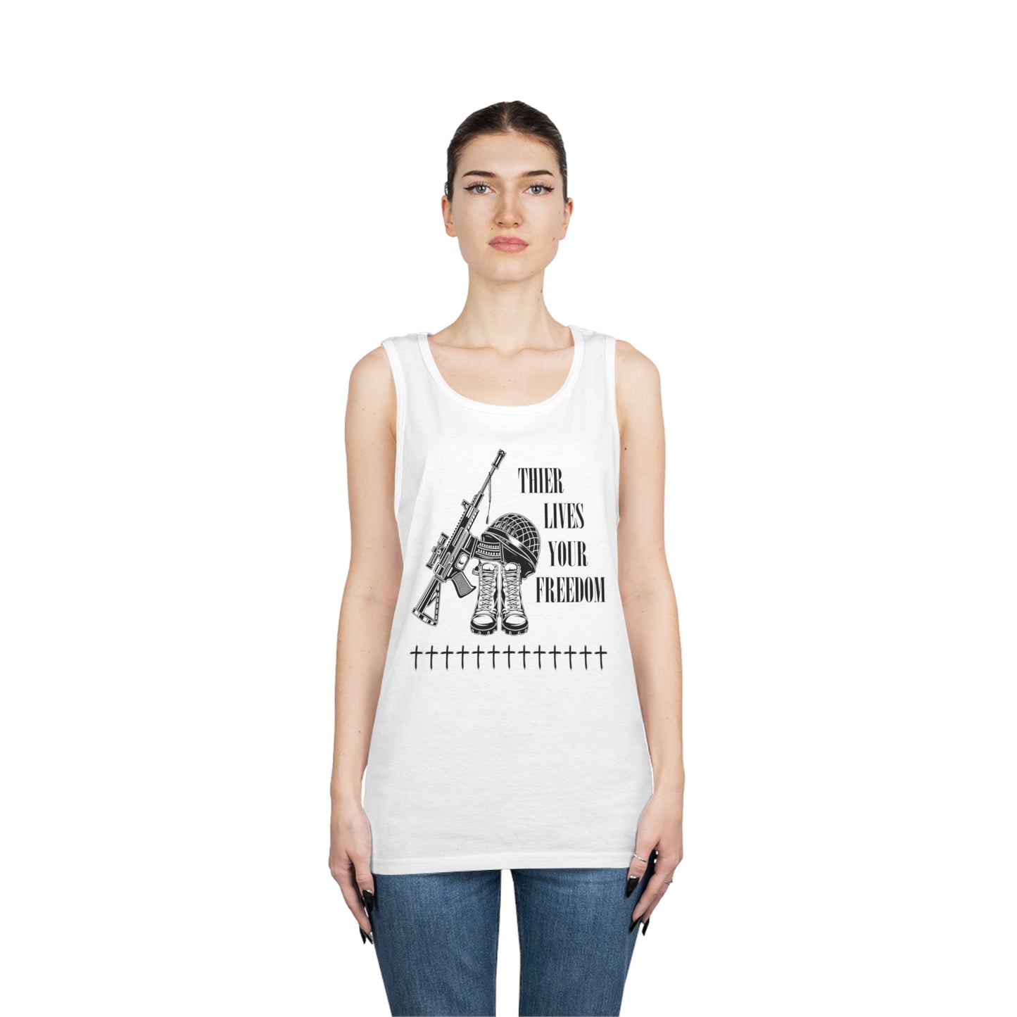 Unisex Heavy Cotton Tank Top Their Lives your Freedom blank font