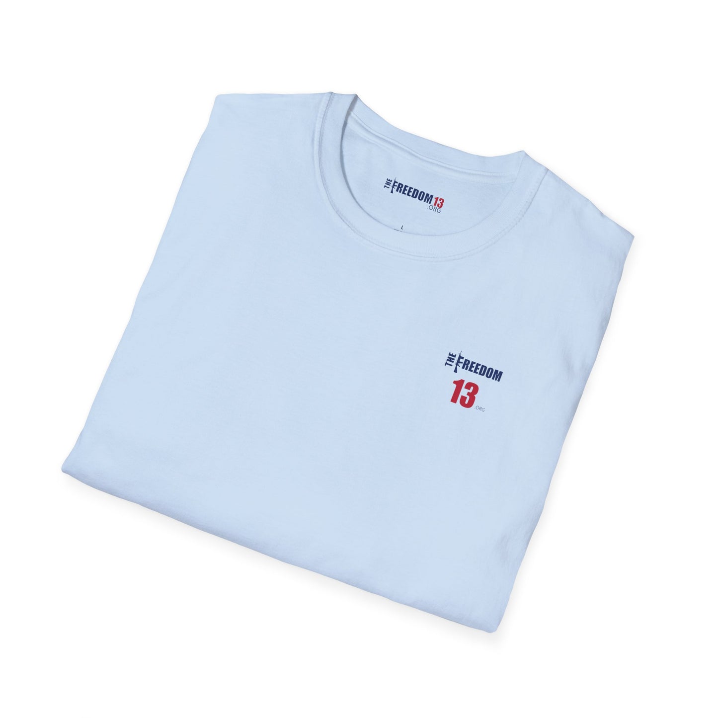 Smaller logo Unisex Freedom Graphic Tee, Softstyle Casual Shirt for Everyday Wear, Perfect for Independence Day, Fundraising Events, or Casual Outings