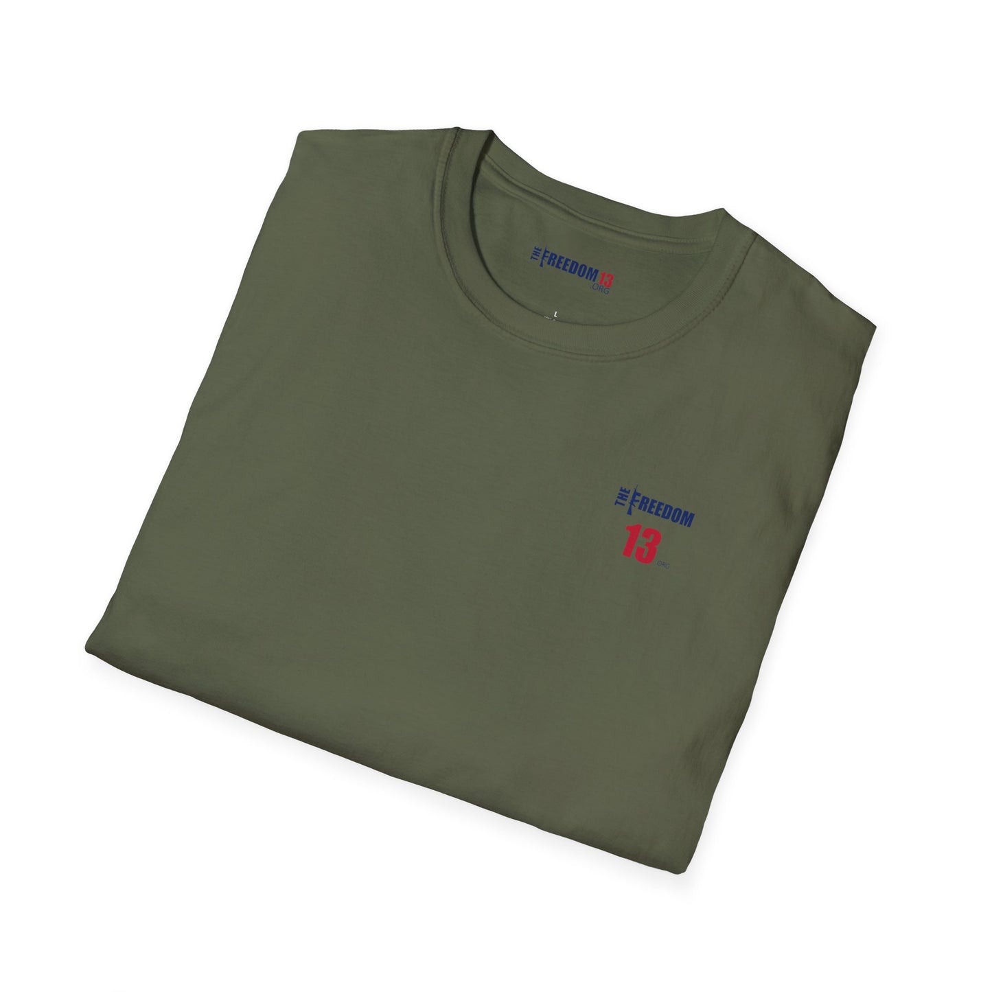 Smaller logo Unisex Freedom Graphic Tee, Softstyle Casual Shirt for Everyday Wear, Perfect for Independence Day, Fundraising Events, or Casual Outings
