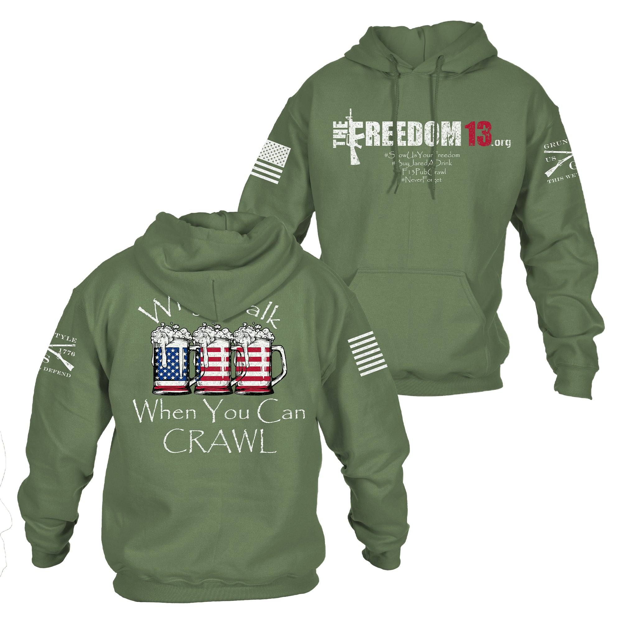 Limited Edition Grunt Style F13 Pub Crawl Unisex Hoodie Military