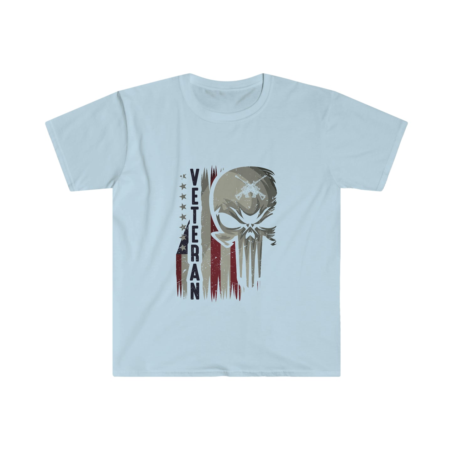Unisex Softstyle T-Shirt Patriot Collection "veteran skull" light