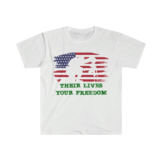Unisex Softstyle T-Shirt Patriot Collection bent knee on white