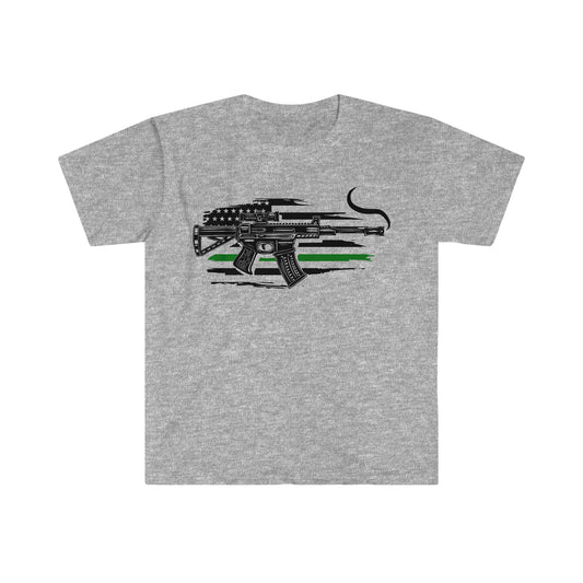 Unisex Softstyle T-Shirt Patriot Collection thin green line on light