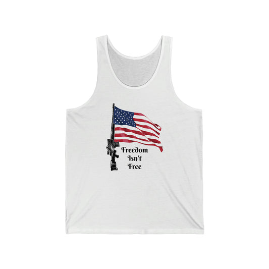 Unisex Jersey Tank Patriot Collection freedom isn't free on wht
