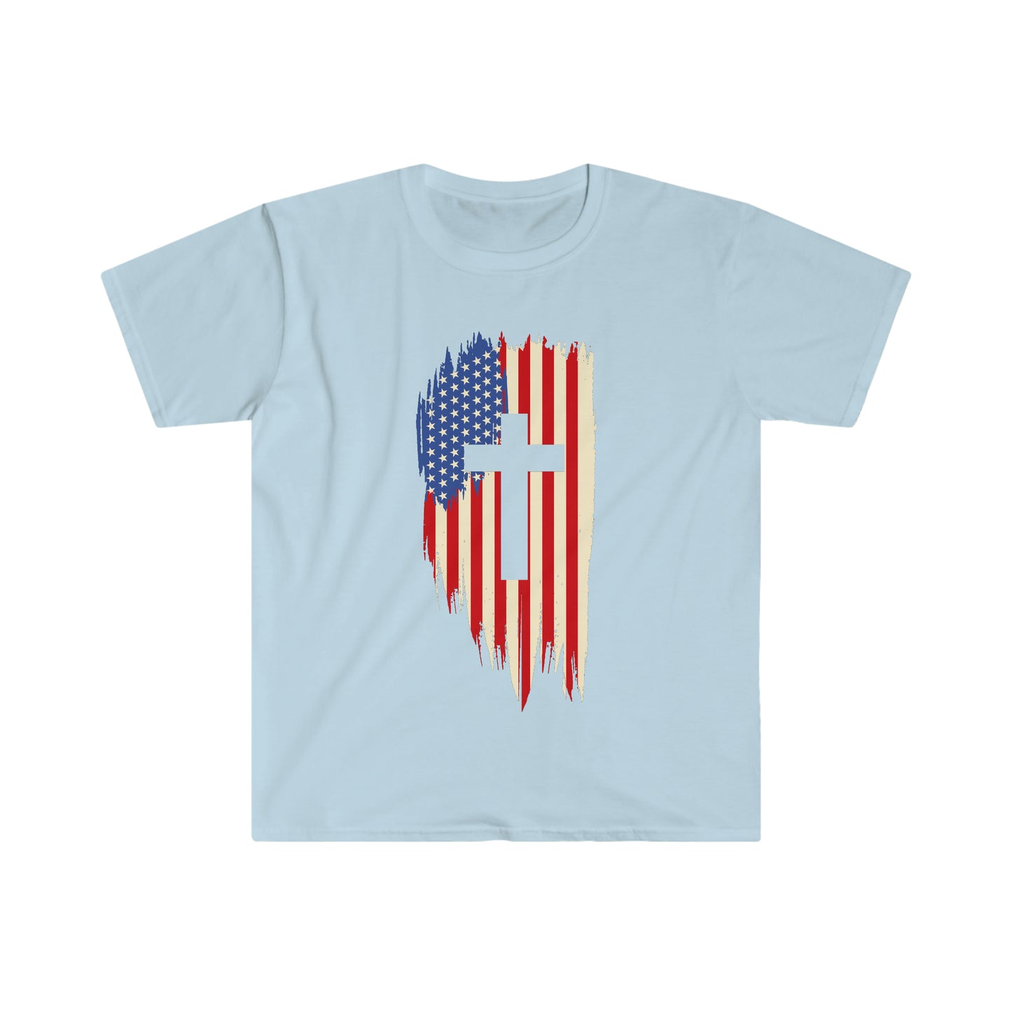 Unisex Softstyle T-Shirt Patriot Collection flag cross light