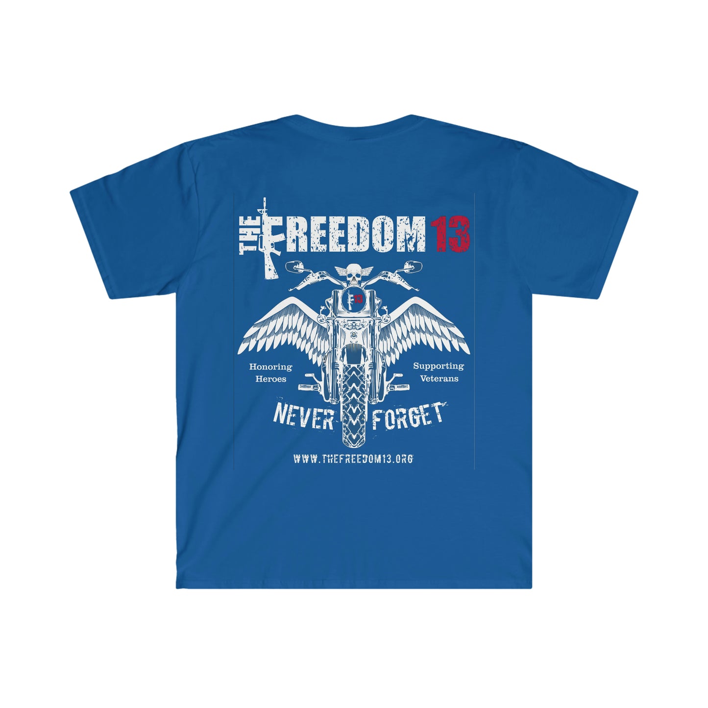 Unisex Softstyle T-Shirt Patriotic & Biker Collection "Angel Biker on backside" dark