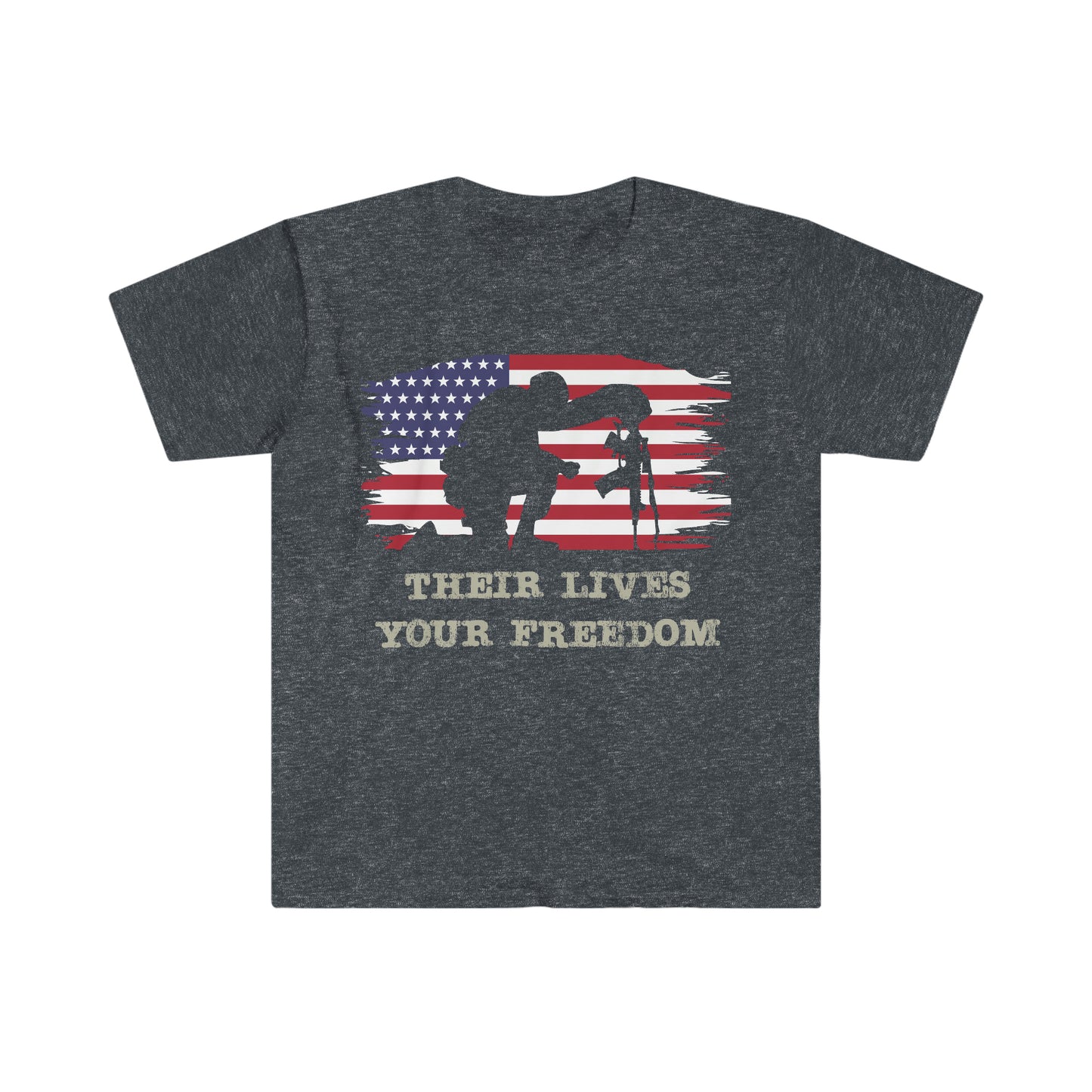 Unisex Softstyle T-Shirt Patriot Collection bent knee on multiple dark
