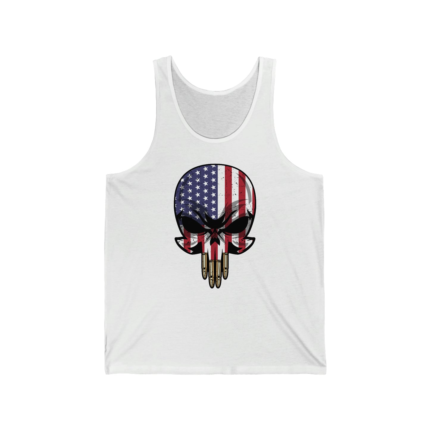 Unisex Jersey Tank Patriot Collection "bullet teeth" on wht