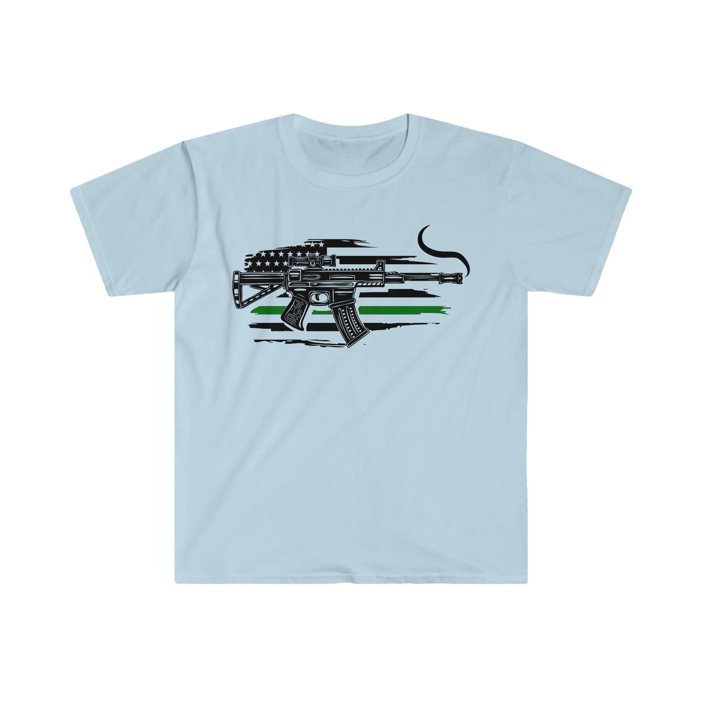 Unisex Softstyle T-Shirt Patriot Collection thin green line on light