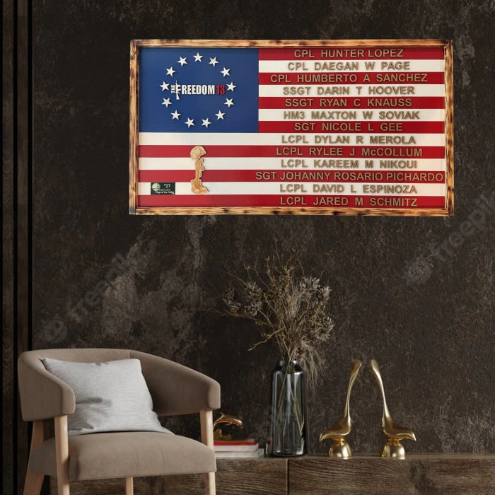 The Freedom 13 Wooden Commemorative Flag