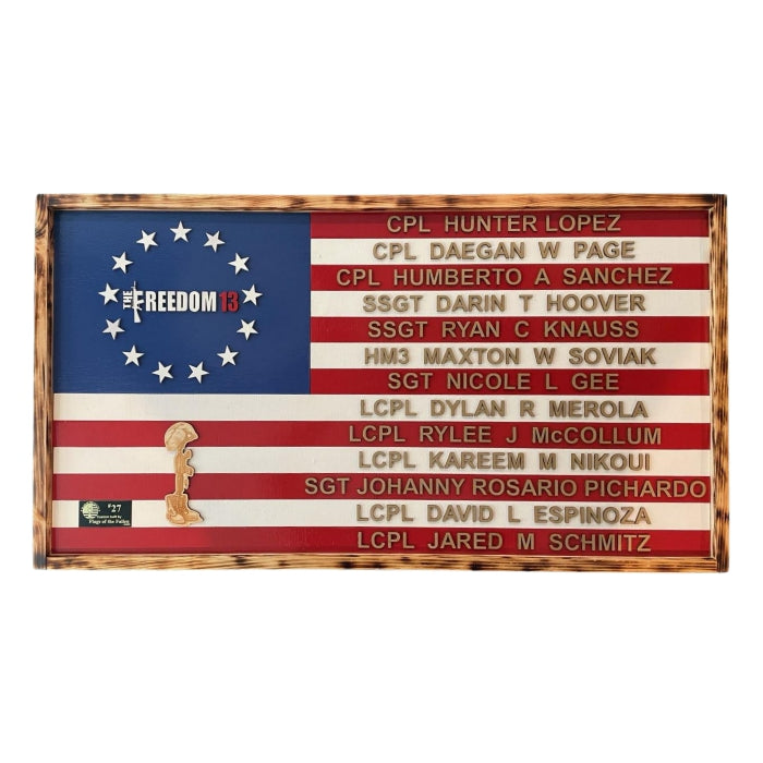The Freedom 13 Wooden Commemorative Flag