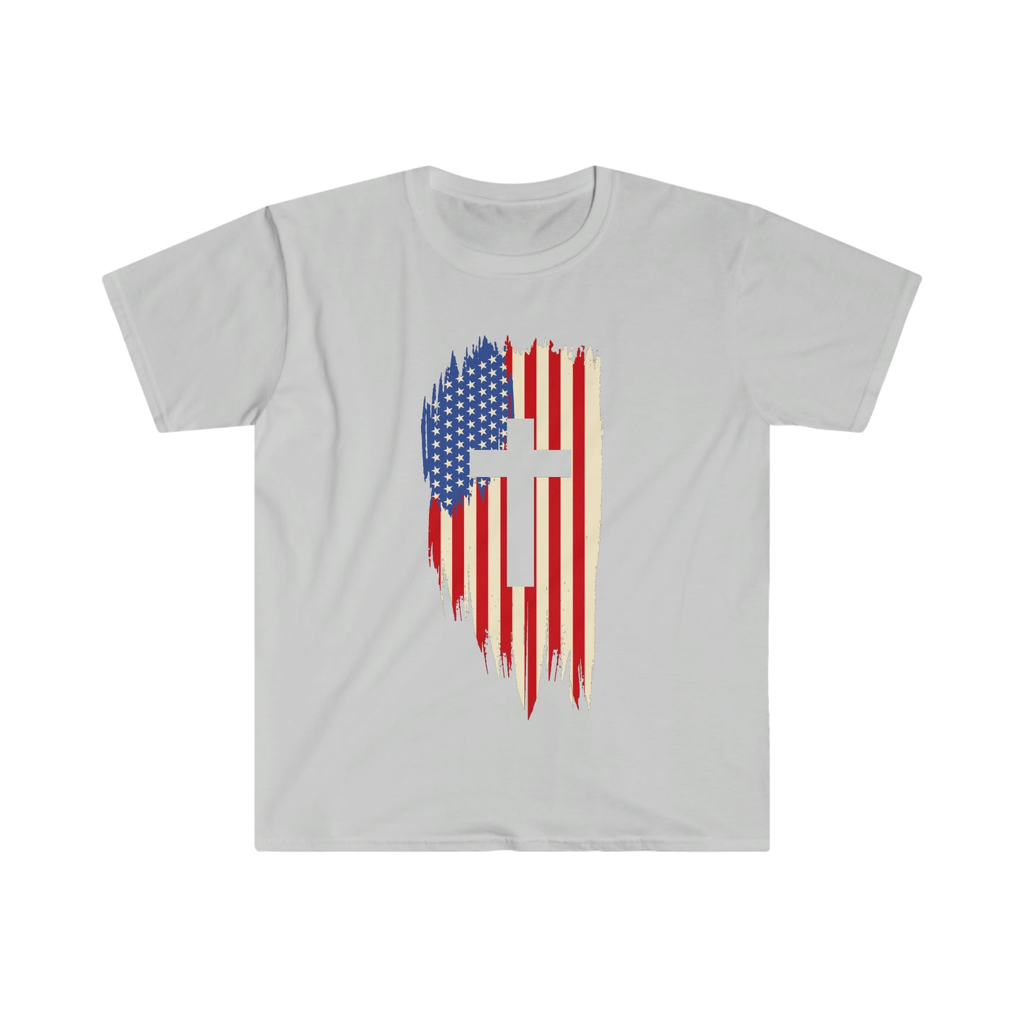 Unisex Softstyle T-Shirt Patriot Collection flag cross light