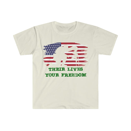 Unisex Softstyle T-Shirt Patriot Collection bent knee on multiple mid