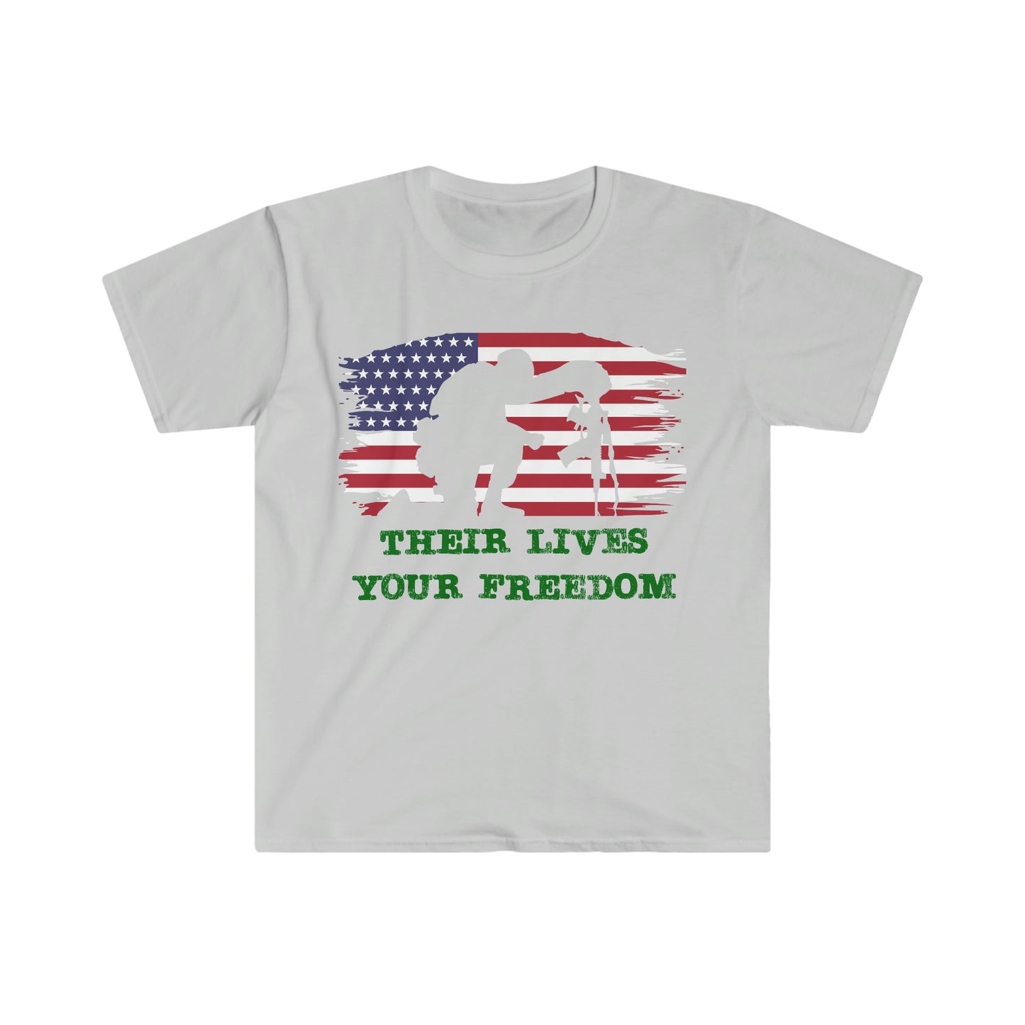 Unisex Softstyle T-Shirt Patriot Collection bent knee on multiple mid
